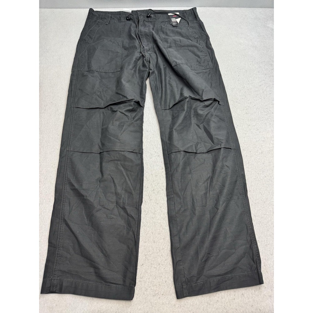 Levis Loose Straight Surplus Pants Mens 38x32 Gray Cotton Cargo Drawstring